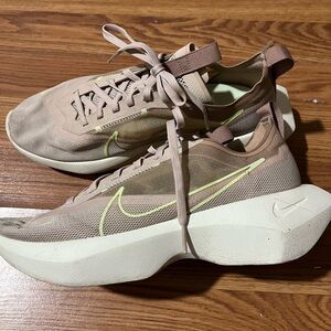Nike Women's Baby Pink and Light Green Mesh Sneakers